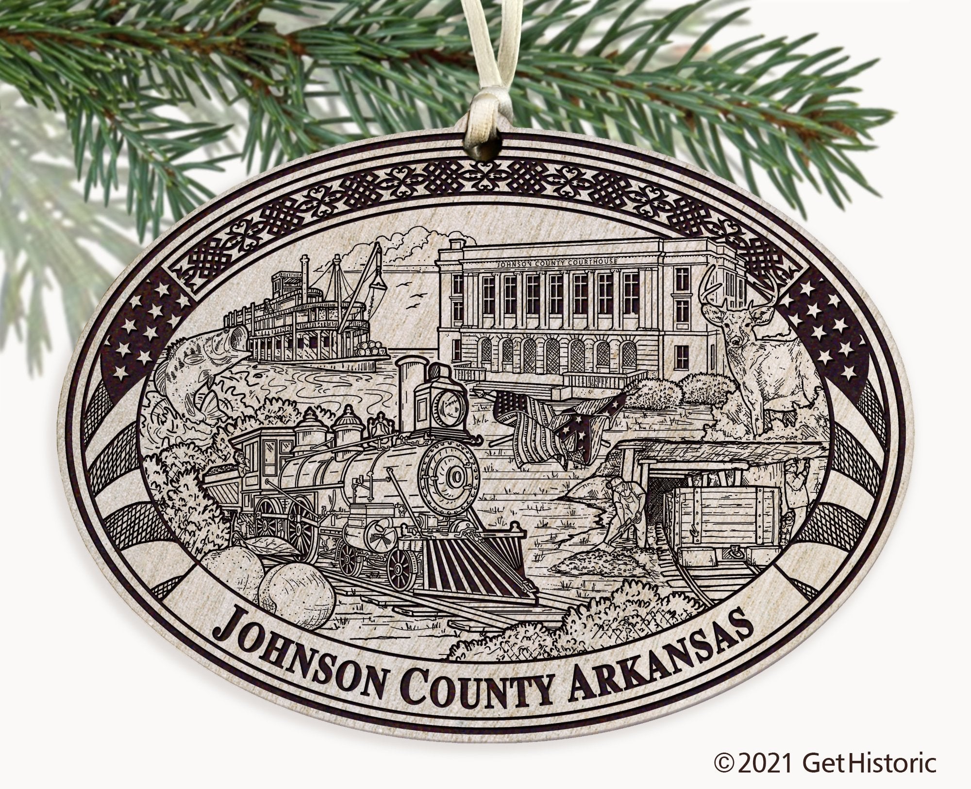Johnson County Arkansas Engraved Ornament