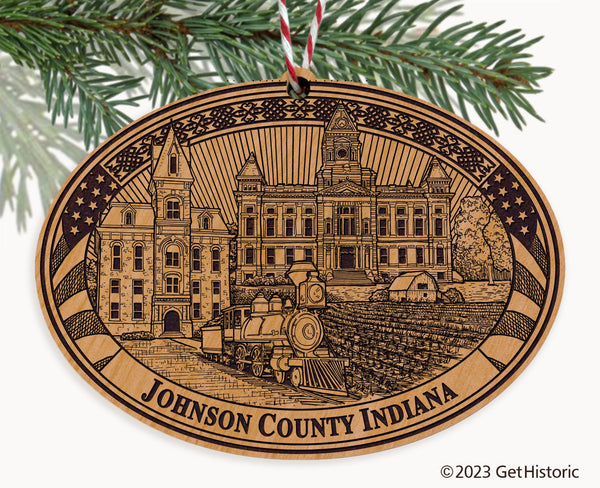 Johnson County Indiana Engraved Natural Ornament