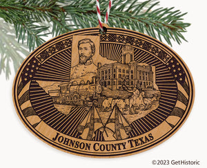 Johnson County Texas Engraved Natural Ornament