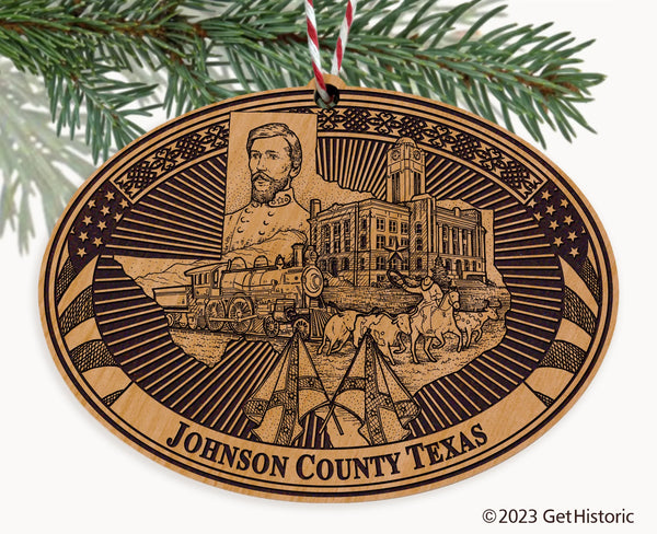 Johnson County Texas Engraved Natural Ornament