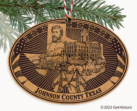 Johnson County Texas Engraved Natural Ornament