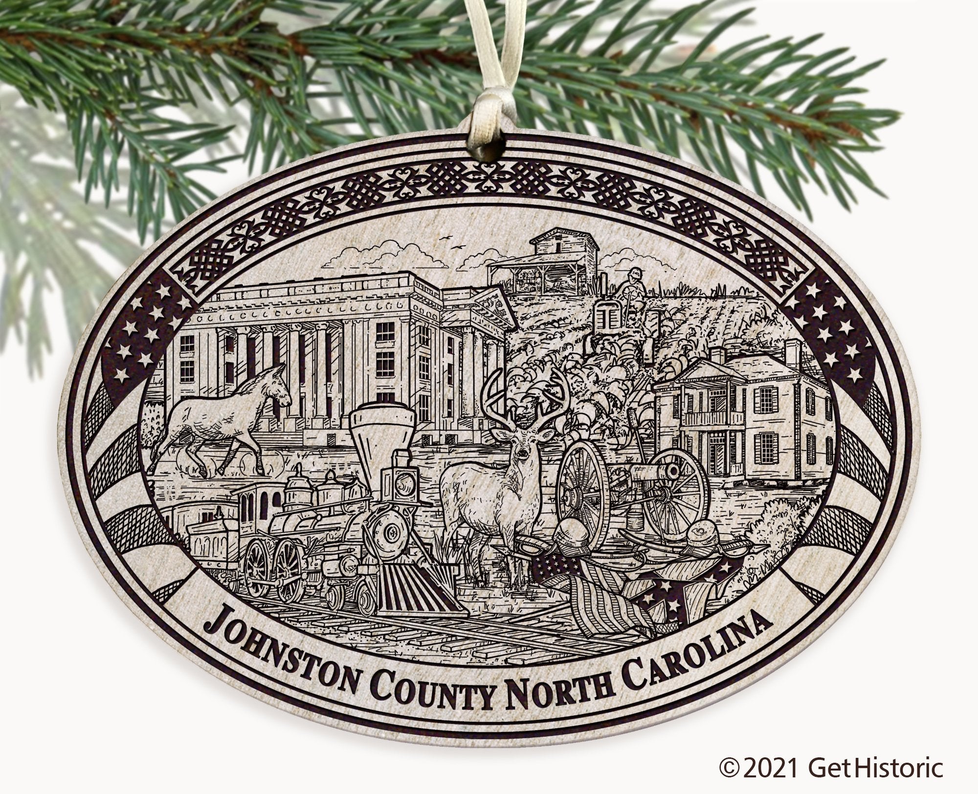Johnston County North Carolina Engraved Ornament