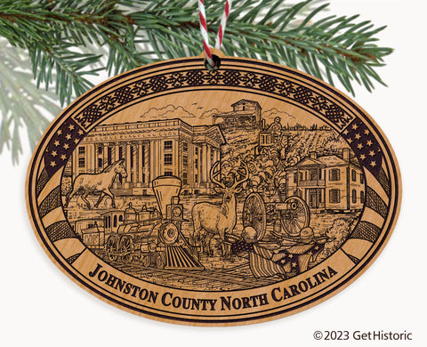 Johnston County North Carolina Engraved Natural Ornament
