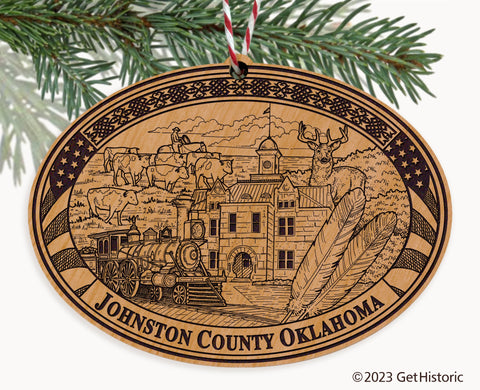 Johnston County Oklahoma Engraved Natural Ornament