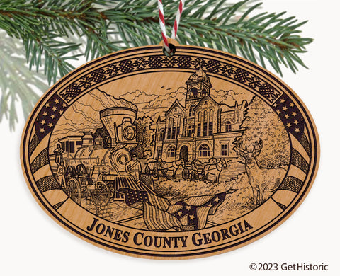Jones County Georgia Engraved Natural Ornament