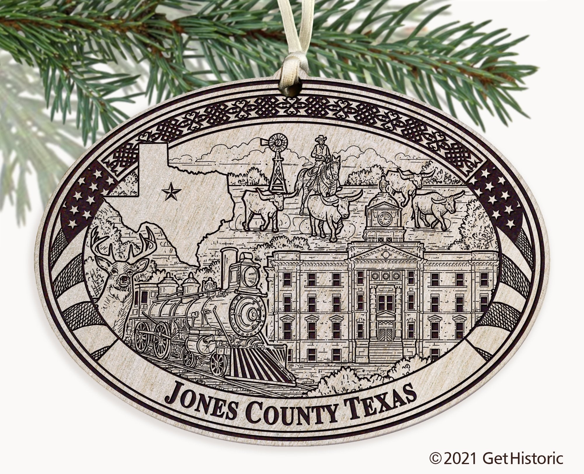 Jones County Texas Engraved Ornament