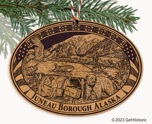 Juneau Borough Alaska Engraved Natural Ornament