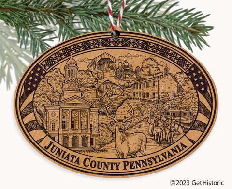 Juniata County Pennsylvania Engraved Natural Ornament