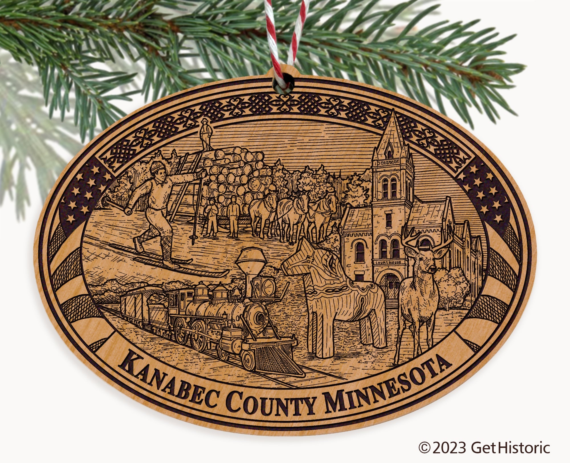 Kanabec County Minnesota Engraved Natural Ornament