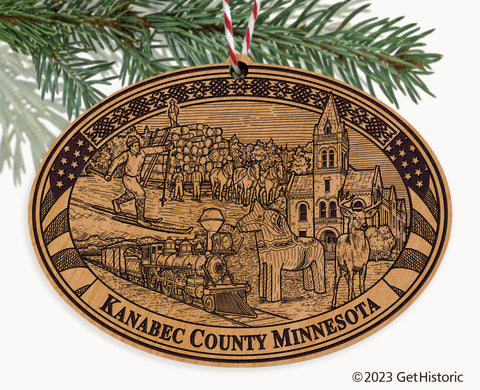 Kanabec County Minnesota Engraved Natural Ornament