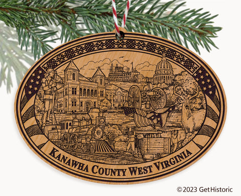 Kanawha County West Virginia Engraved Natural Ornament