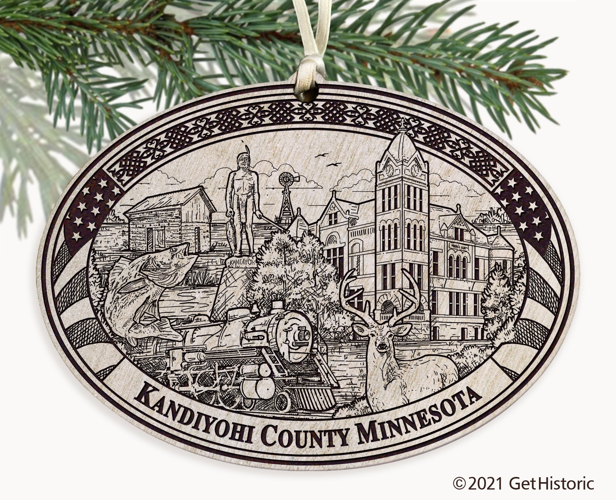 Kandiyohi County Minnesota Engraved Ornament