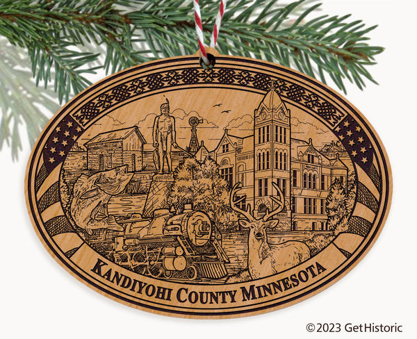 Kandiyohi County Minnesota Engraved Natural Ornament