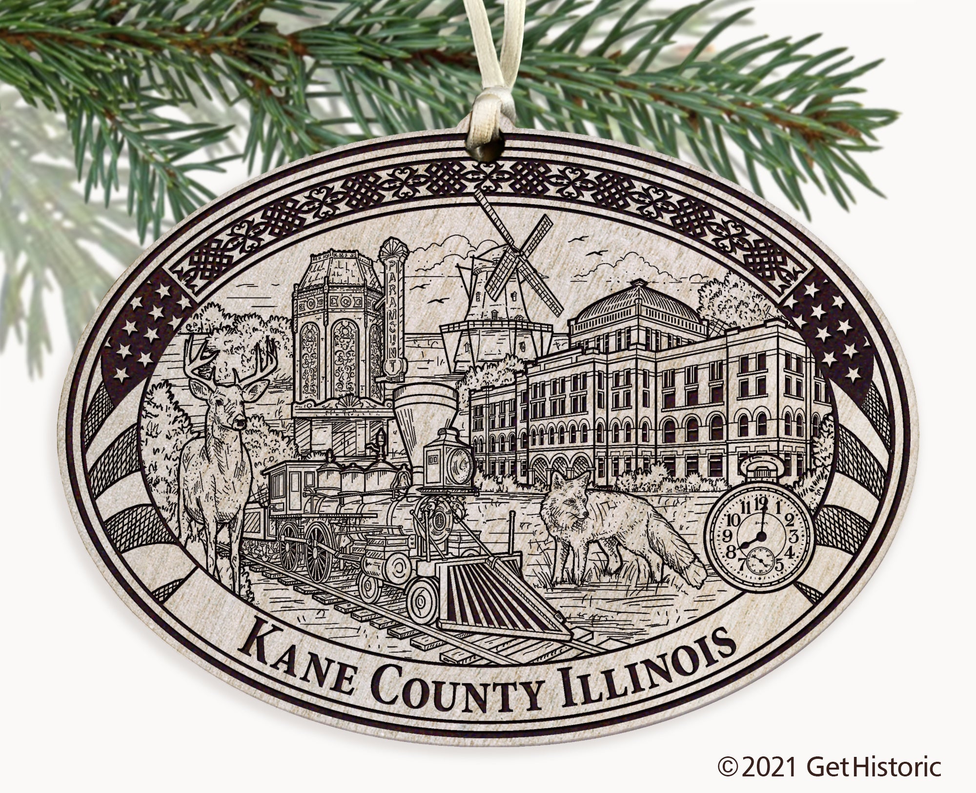 Kane County Illinois Engraved Ornament