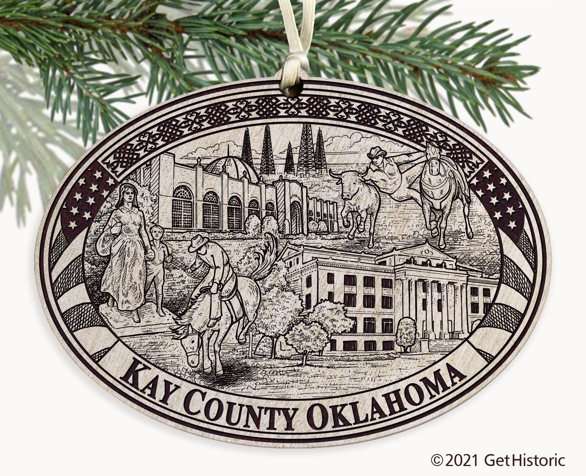 Kay County Oklahoma Engraved Ornament