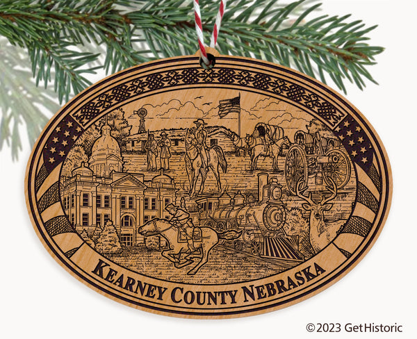 Kearney County Nebraska Engraved Natural Ornament
