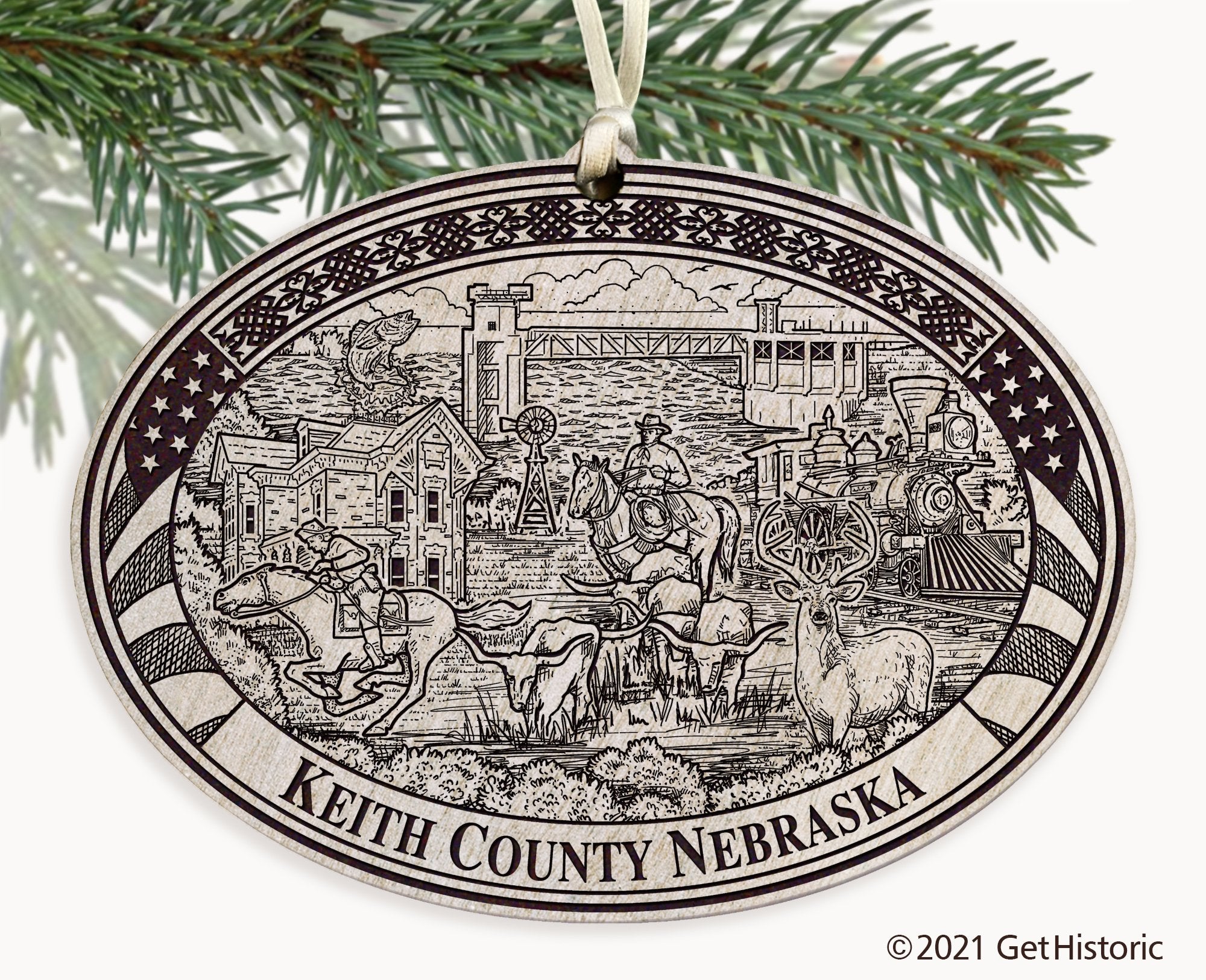 Keith County Nebraska Engraved Ornament