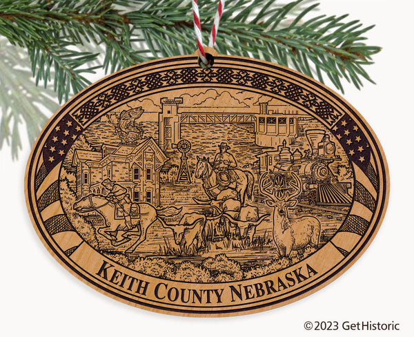 Keith County Nebraska Engraved Natural Ornament