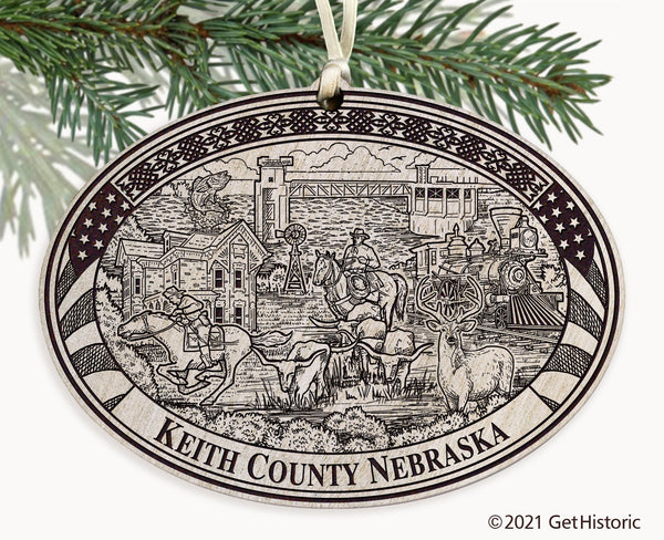 Keith County Nebraska Engraved Ornament