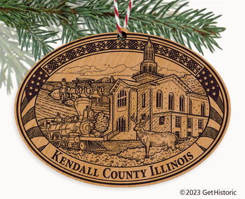 Kendall County Illinois Engraved Natural Ornament