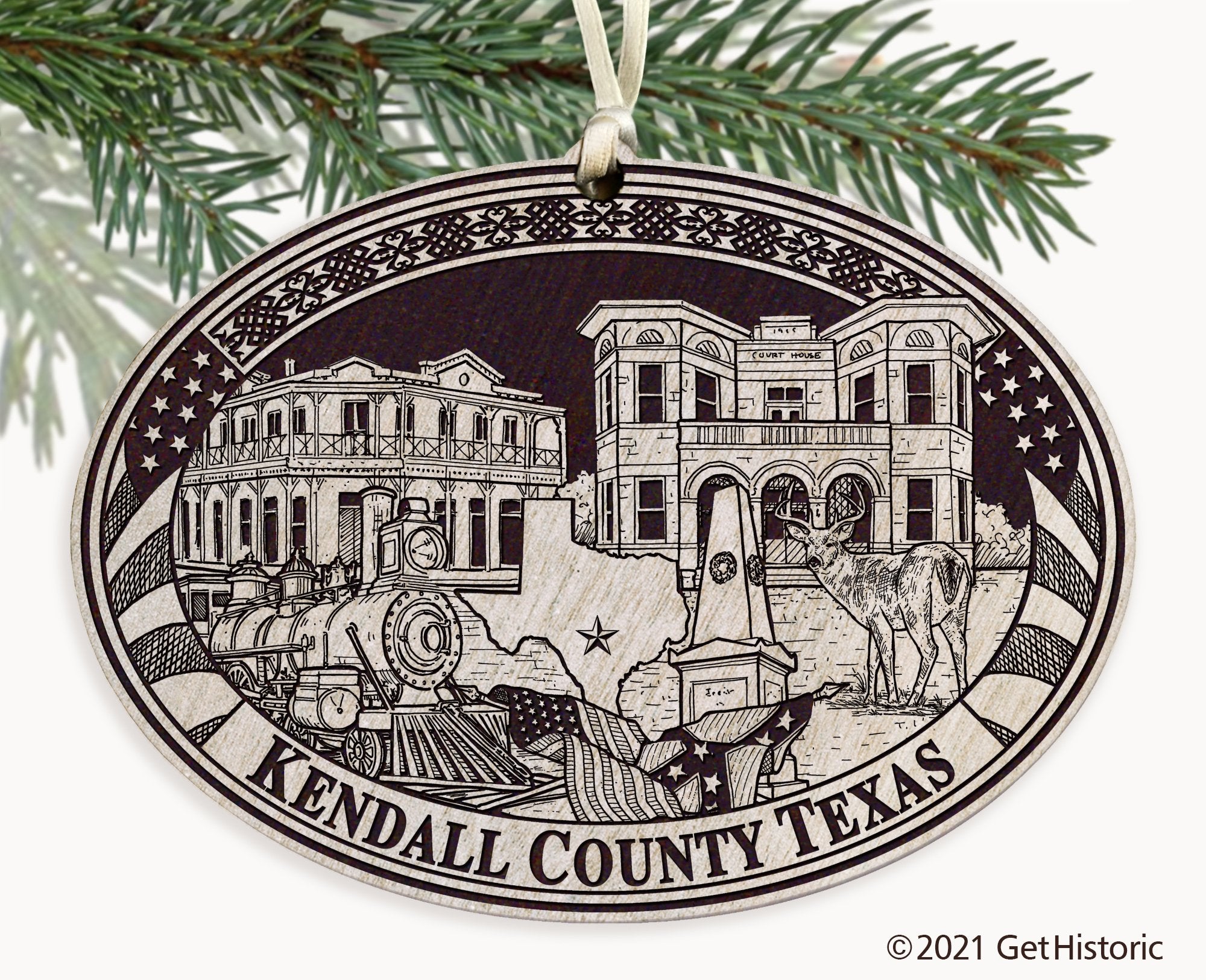 Kendall County Texas Engraved Ornament