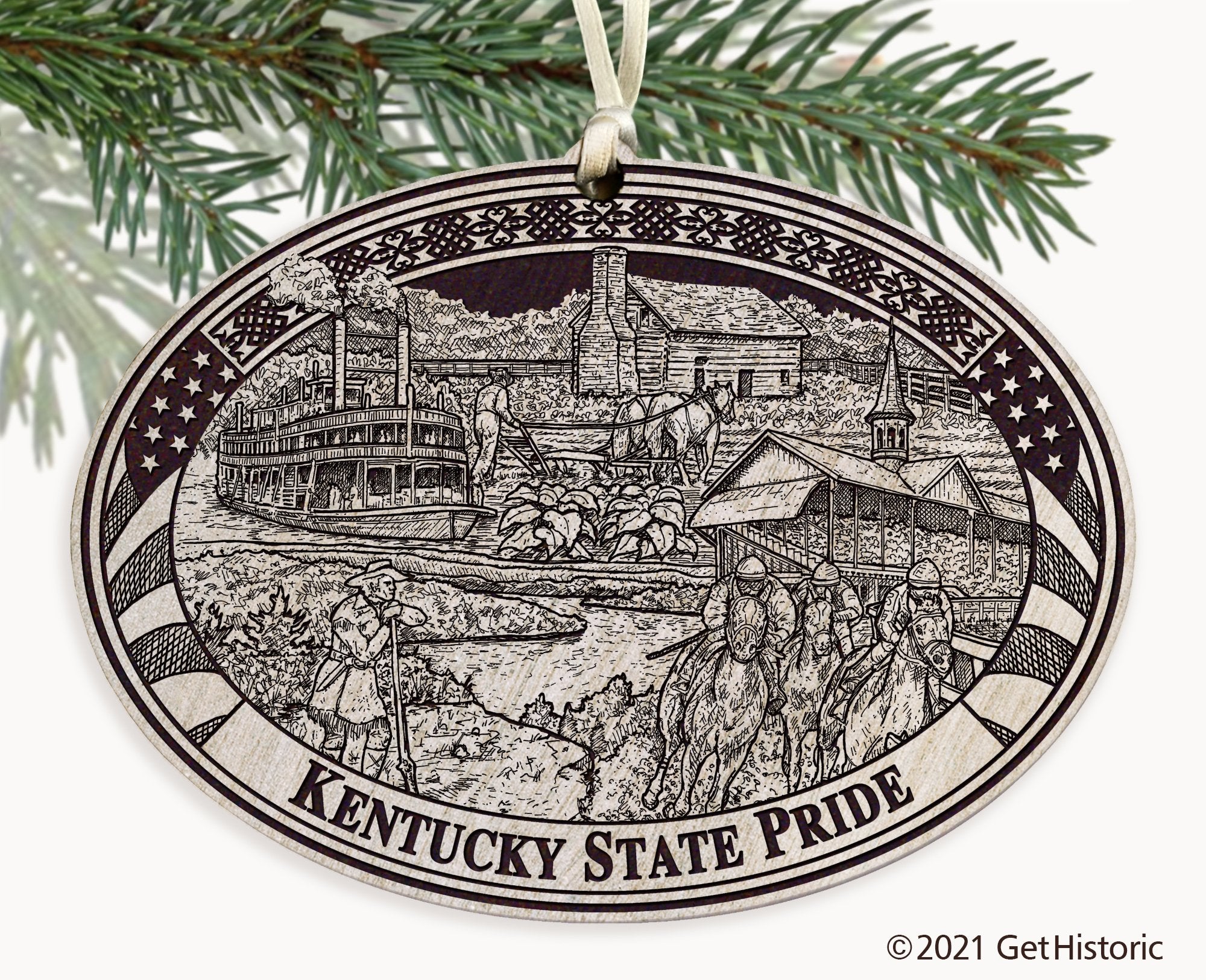 Kentucky State Engraved Ornament