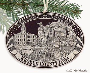 Keokuk County Iowa Engraved Ornament