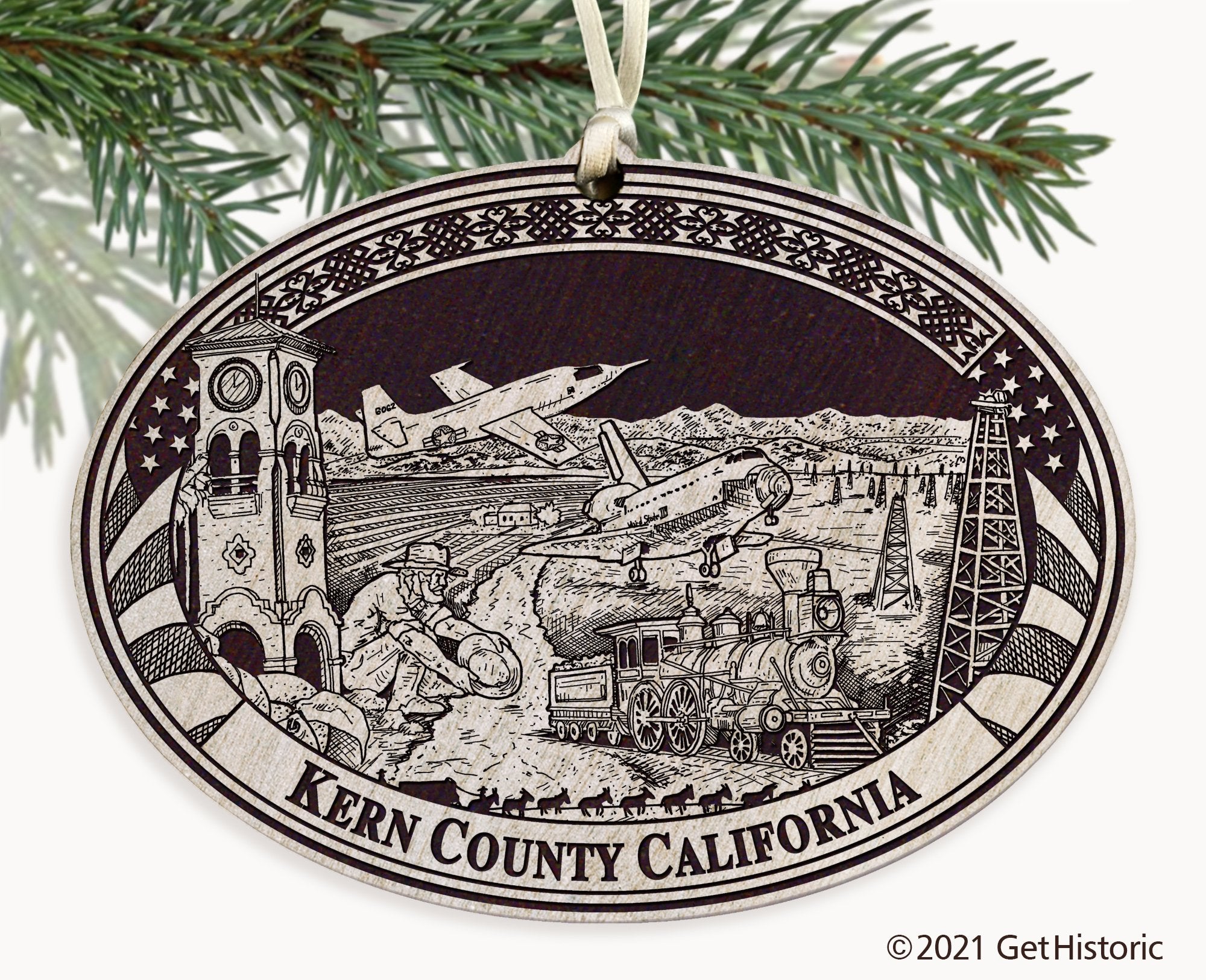 Kern County California Engraved Ornament