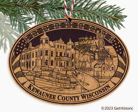 Kewaunee County Wisconsin Engraved Natural Ornament