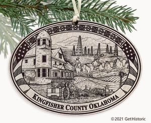 Kingfisher County Oklahoma Engraved Ornament