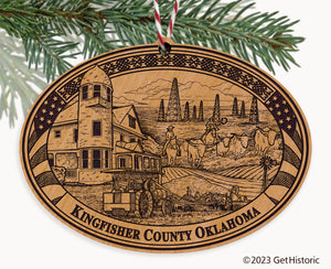 Kingfisher County Oklahoma Engraved Natural Ornament