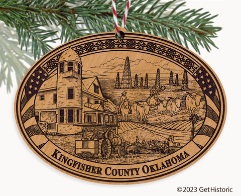 Kingfisher County Oklahoma Engraved Natural Ornament