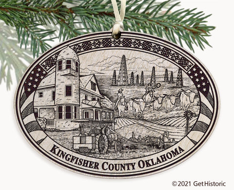 Kingfisher County Oklahoma Engraved Ornament