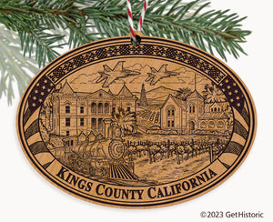 Kings County California Engraved Natural Ornament