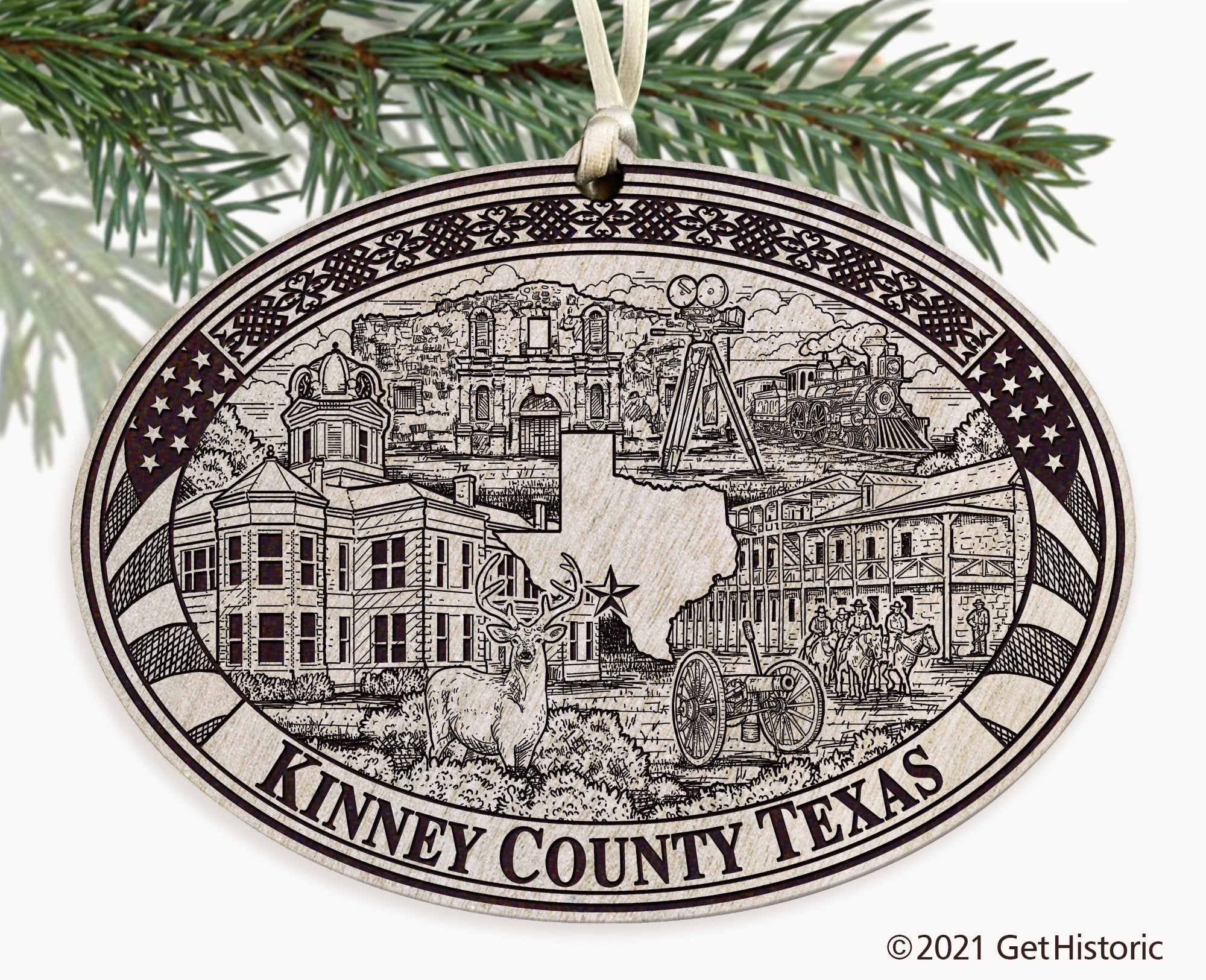 Kinney County Texas Engraved Ornament