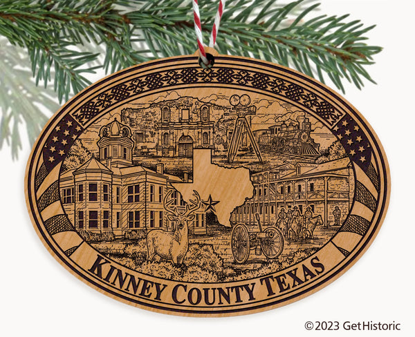 Kinney County Texas Engraved Natural Ornament