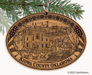 Kiowa County Oklahoma Engraved Natural Ornament