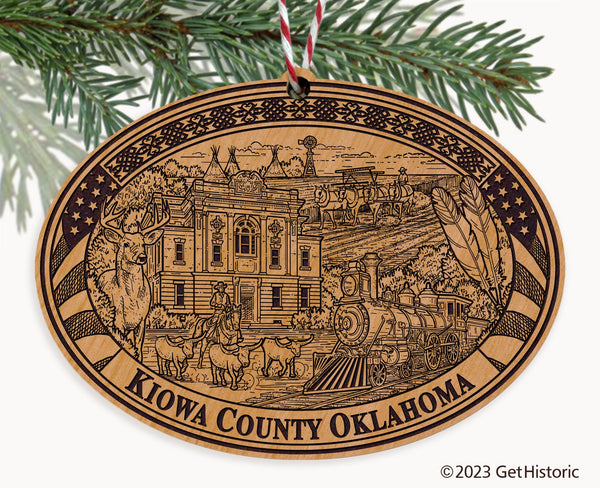 Kiowa County Oklahoma Engraved Natural Ornament