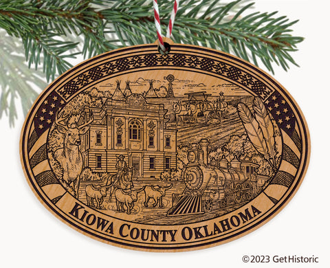 Kiowa County Oklahoma Engraved Natural Ornament