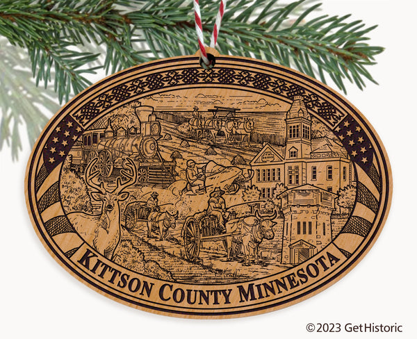Kittson County Minnesota Engraved Natural Ornament