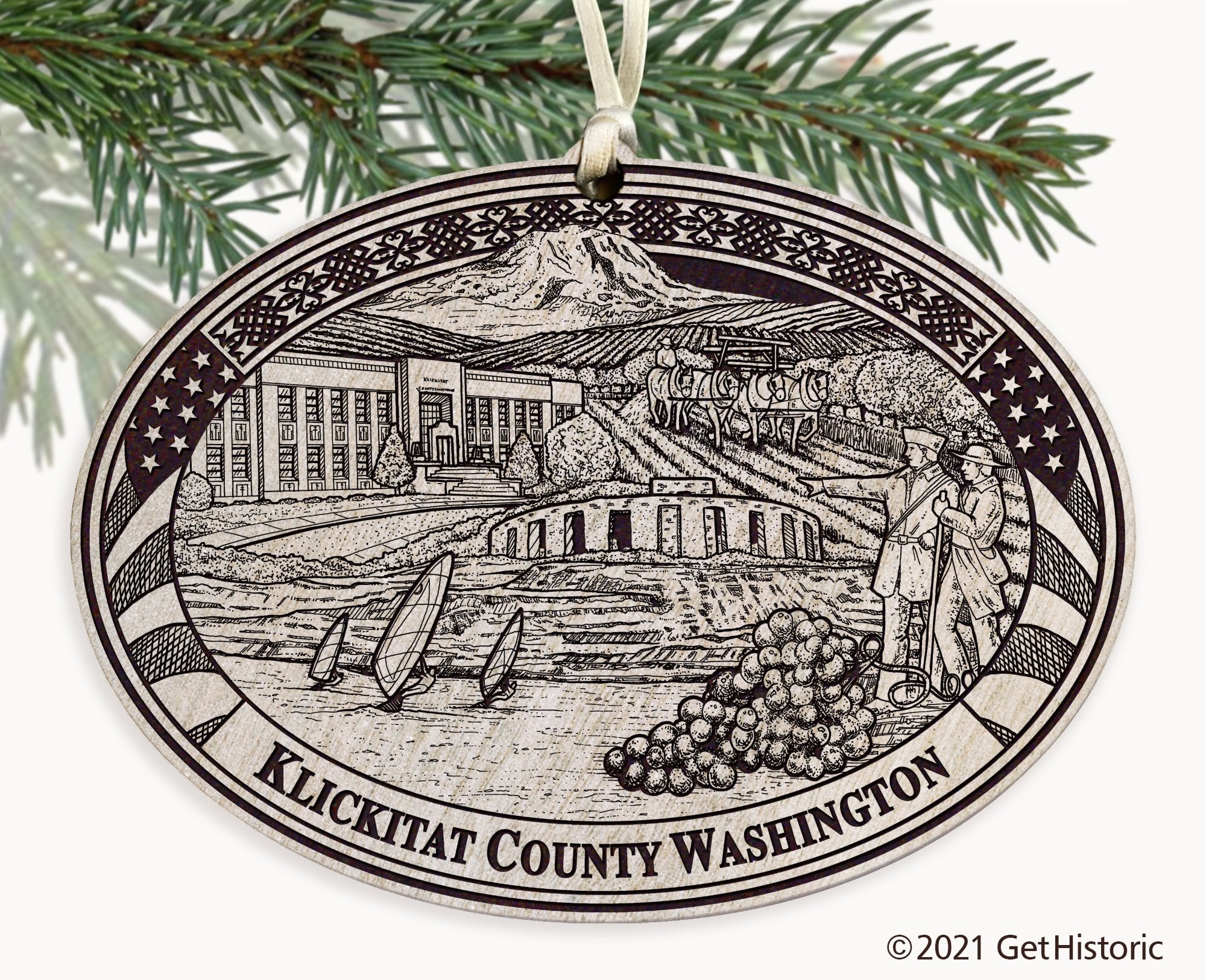Klickitat County Washington Engraved Ornament