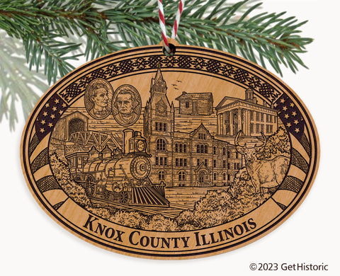 Knox County Illinois Engraved Natural Ornament