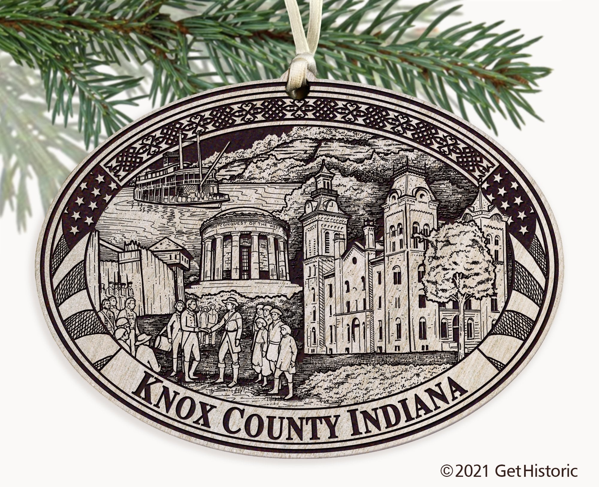 Knox County Indiana Engraved Ornament
