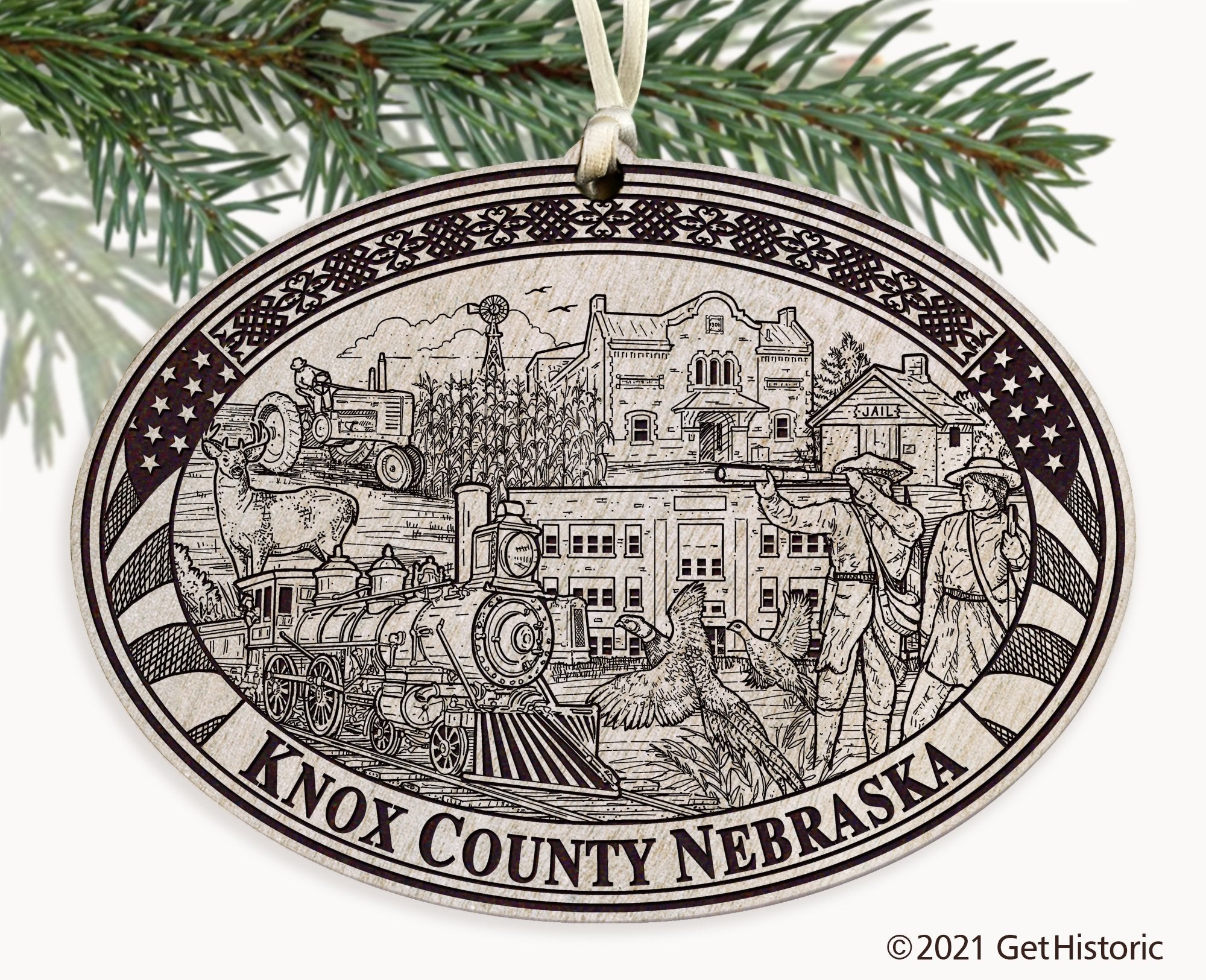 Knox County Nebraska Engraved Ornament