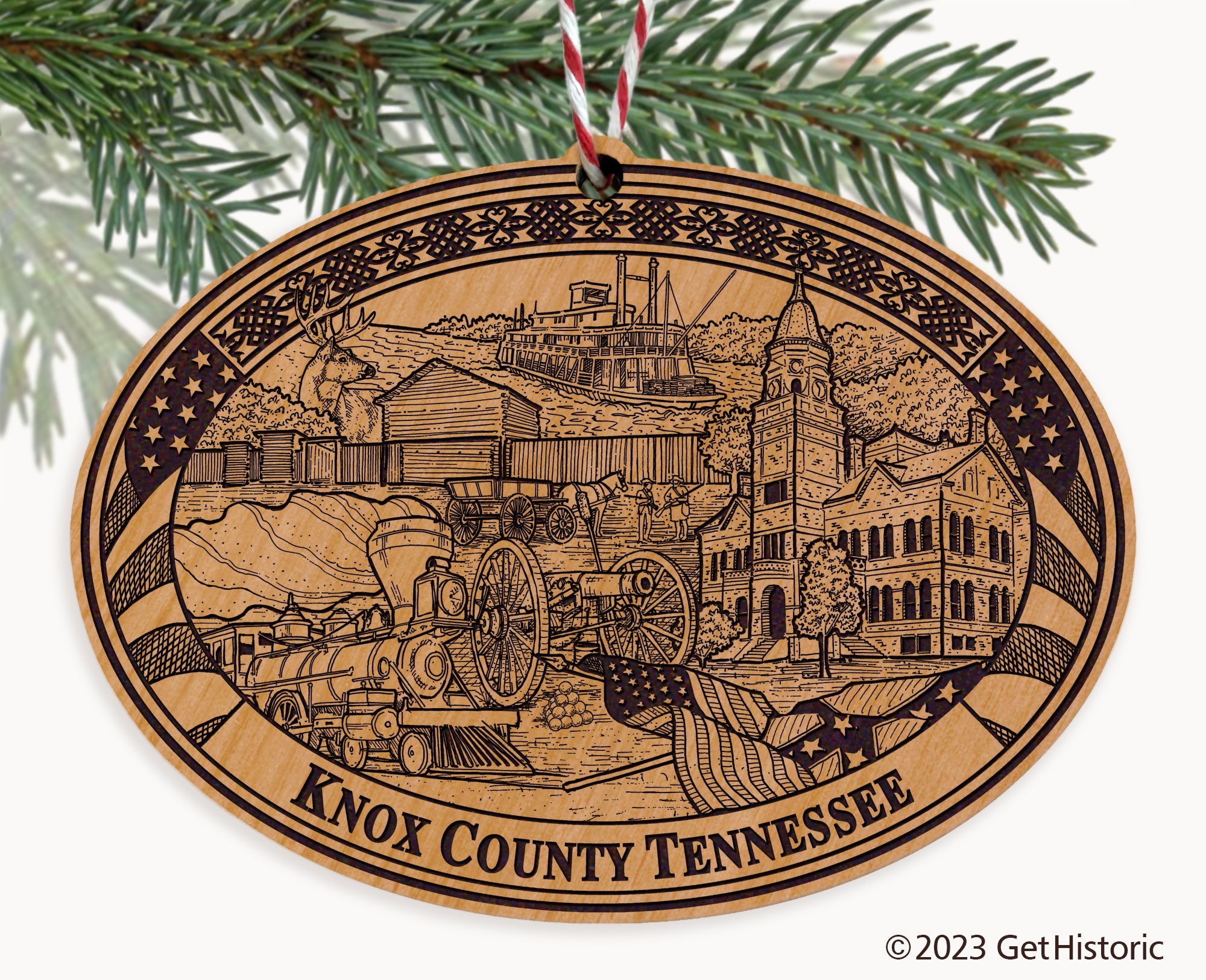Knox County Tennessee Engraved Natural Ornament