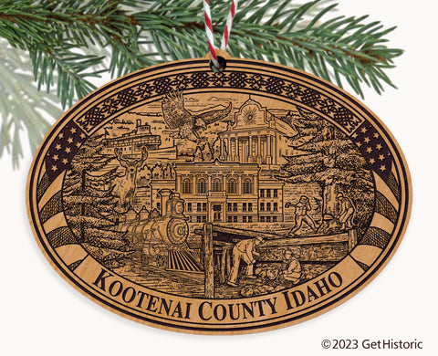 Kootenai County Idaho Engraved Natural Ornament