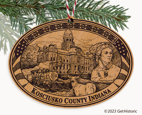 Kosciusko County Indiana Engraved Natural Ornament