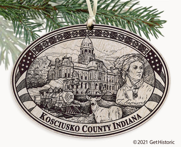 Kosciusko County Indiana Engraved Ornament