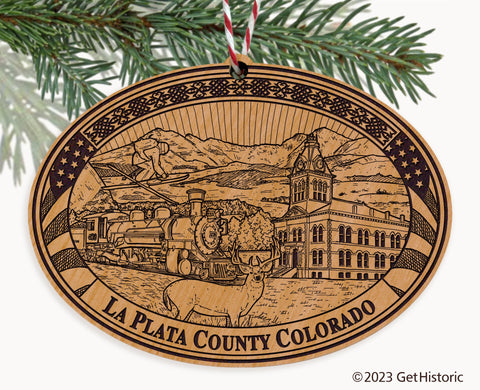 La Plata County Colorado Natural Wood Engraved Ornament