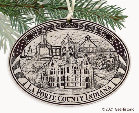 La Porte County Indiana Engraved Ornament